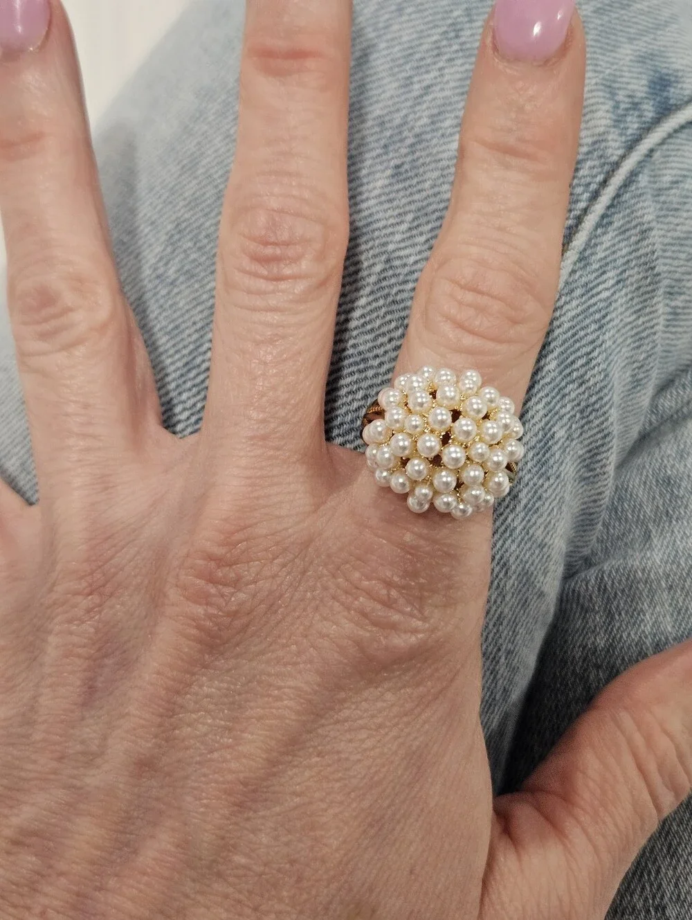 Cluster Pearl Statement Ring - White Pearls - Picture 4 of 16